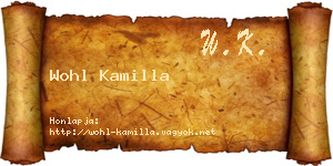 Wohl Kamilla névjegykártya
